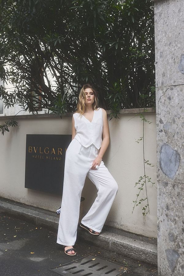 Костюм брюки+жилетка білий 24019/1 #RU# Костюм брюки+жилетка белый 24019/1 № 3