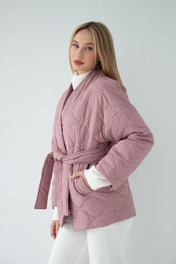 Куртка-кімоно стьобана пудрова МБКТ003/2 #RU# Куртка-кимоно стеганная розовая (нет в наличии) МБКТ003/2 № 3