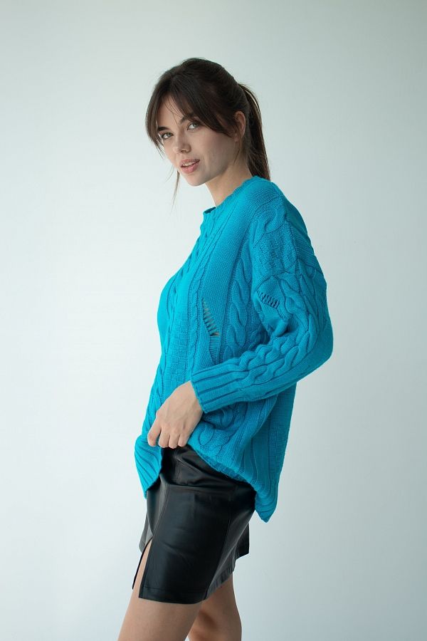 Светр косичка бірюзовий QS-TK210087 #RU# Свитер косичка голубой QS-TK210087 № 3