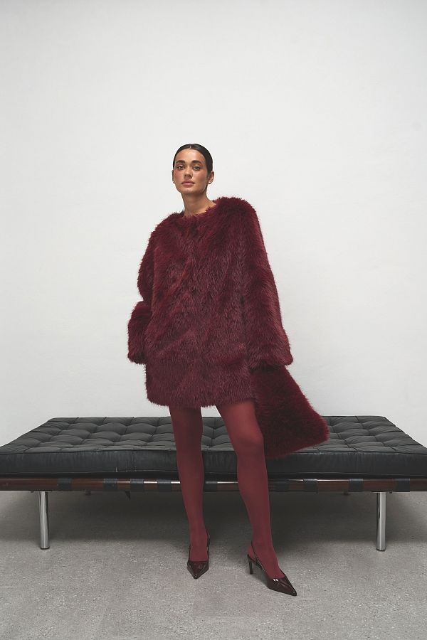 Шубка подовжена еко-норка бордова SHNOR01/01 № 3