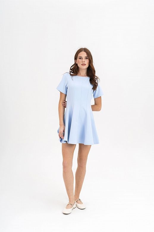 Сукня міні з коротким рукавом блакитна