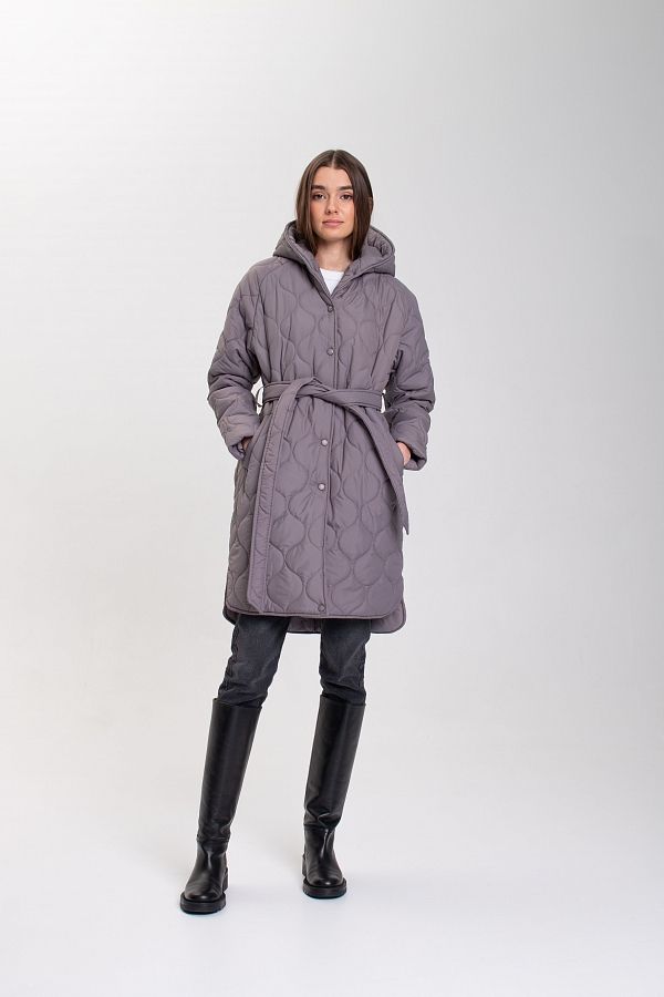 Куртка стьобана з капюшоном сіра МБПТ002/2 #RU# Куртка стеганная с капюшоном серая МБПТ002/2 № 1