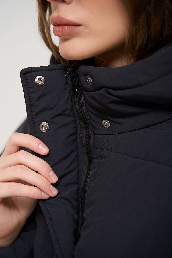 Куртка з капюшоном на замку подовжена чорна РЕ01 #RU# Куртка с капюшоном на замке удлиненная черная РЕ01 № 7