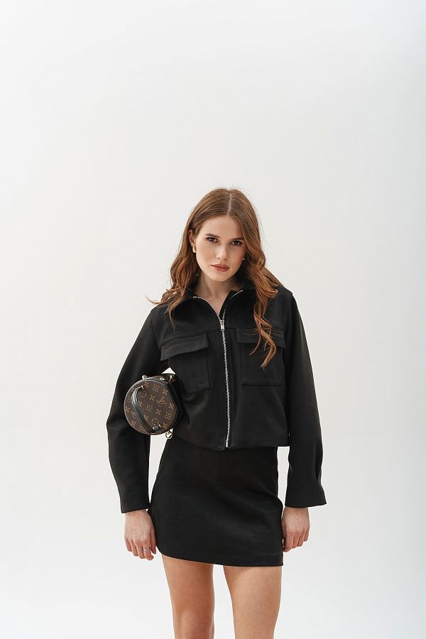 Куртка коротка замшева чорна НФ-00000752/1 #RU# Куртка короткая замшевая  черная НФ-00000752/1 № 2