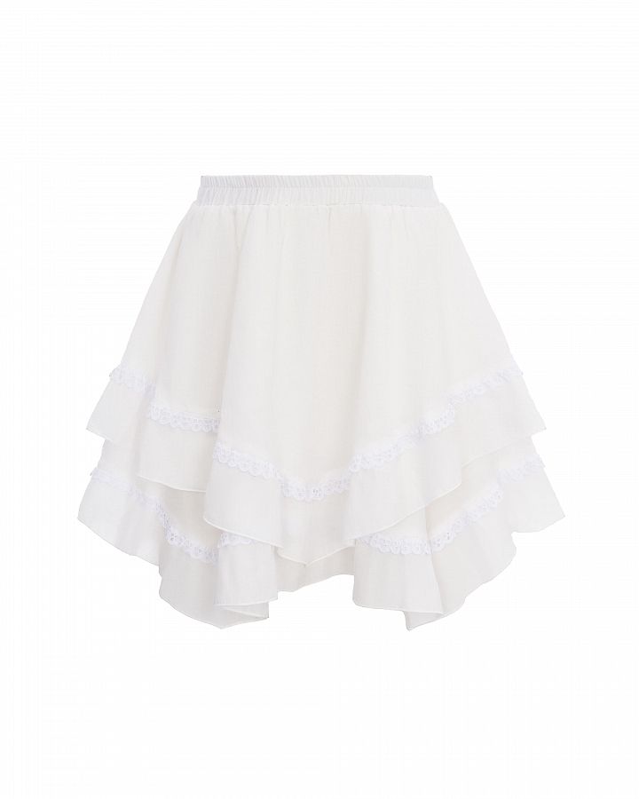 Спідниця з мереживом біла SP2024/1 #RU# Юбка с рюшами белая SP2024/1 № 6