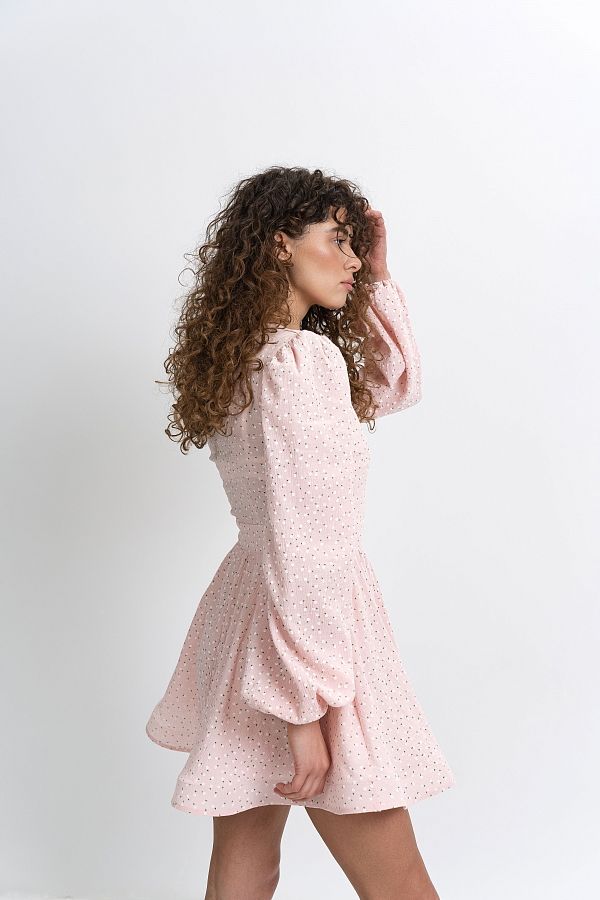 Сукня з білим комірцем пудрова в квітку МБПЛ 14.08 № 3