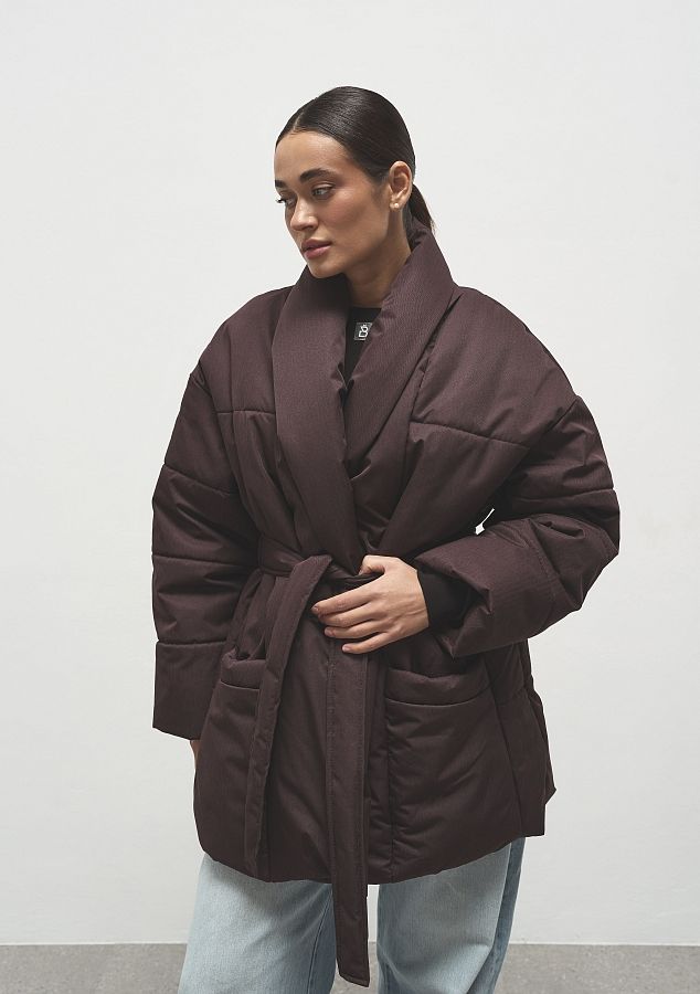 Пуховик подовжений під пояс преміум бордовий PUHPRK01/02 #RU# Пуховик удлиненный под пояс премиум бородовый PUHPRK01/02 № 2