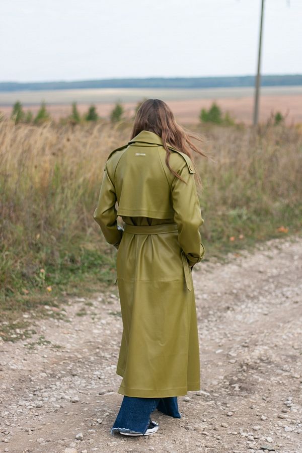 Тренч з екошкіри на замші оливка 01 С0321/19 #RU# Тренч из экокожи на замше оливка 01 С0321/19 № 3