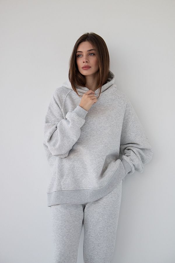 Костюм спортивний утеплений на флісі худі+джогери cірий Н0126/4 #RU# Костюм спортивный утепленный на флисе худи+джогеры серый Н0126/4 № 3