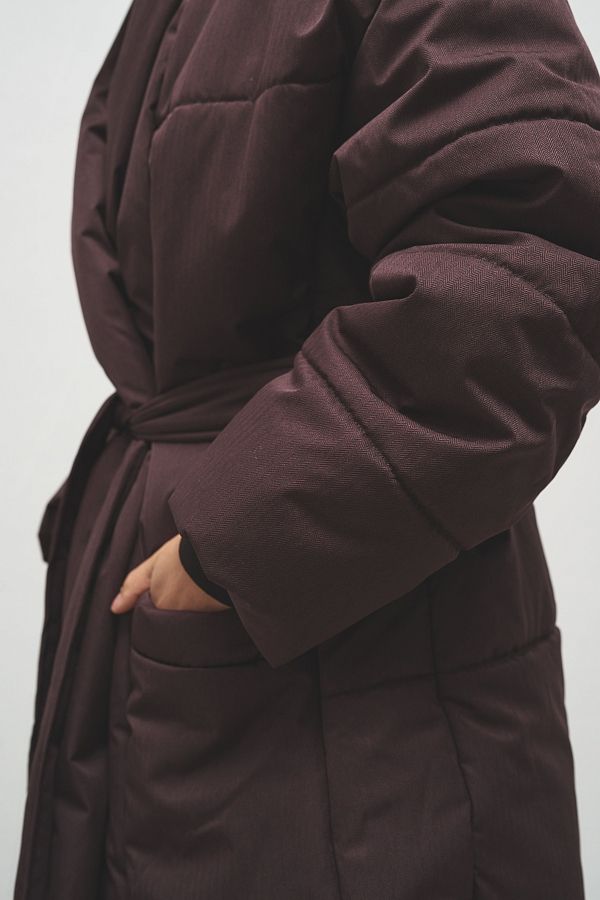 Пуховик подовжений під пояс преміум бордовий PUHPRK01/02 #RU# Пуховик удлиненный под пояс премиум бородовый PUHPRK01/02 № 3