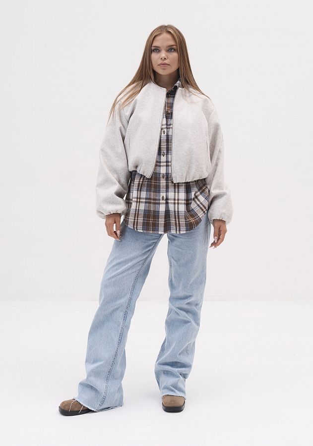 Бомбер на замку світло-сірий НФ-00000722/4 #RU# Бомбер на замке светло-серый НФ-00000722/4 № 1