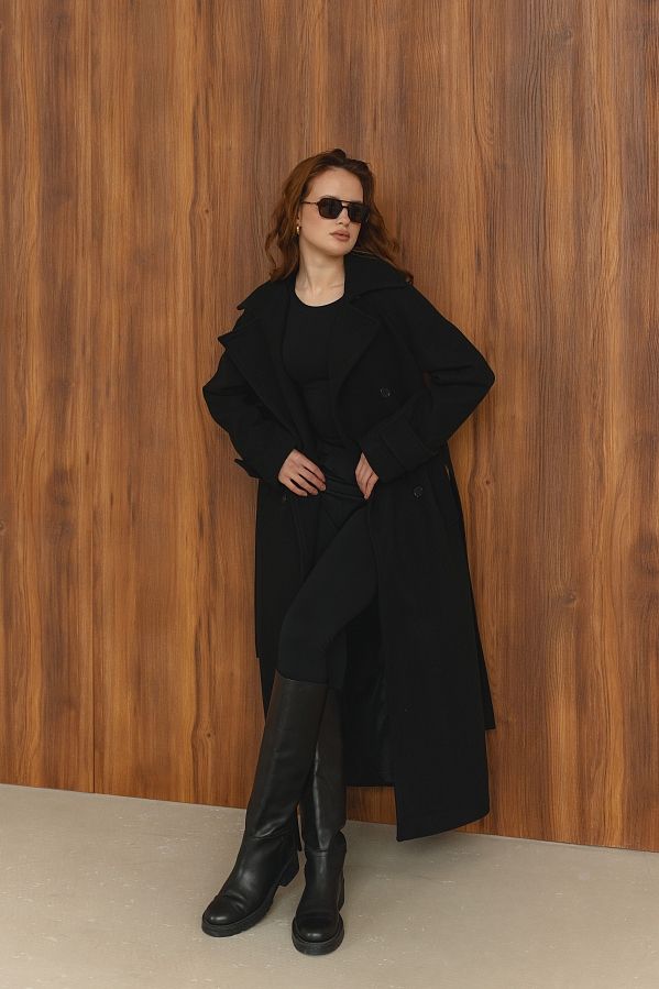 Пальто максі на ґудзиках чорне PLMX/3 #RU# Пальто макси на пуговицах черное PLMX/3 № 5