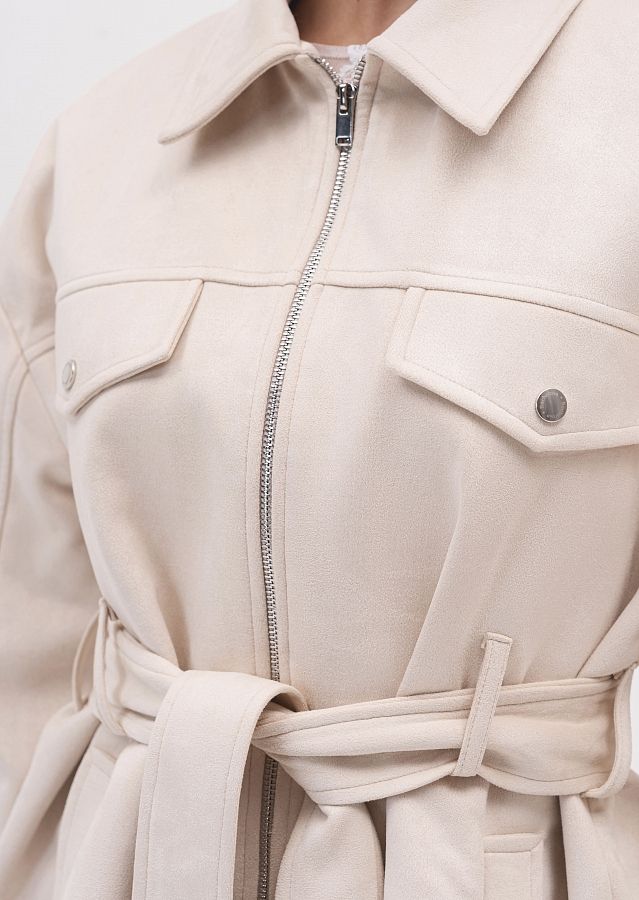 Куртка замшева з поясом (на замку) молочна KZNZ/01 #RU# Куртка замшевая с поясом (на замке) молочная KZNZ/01 № 3