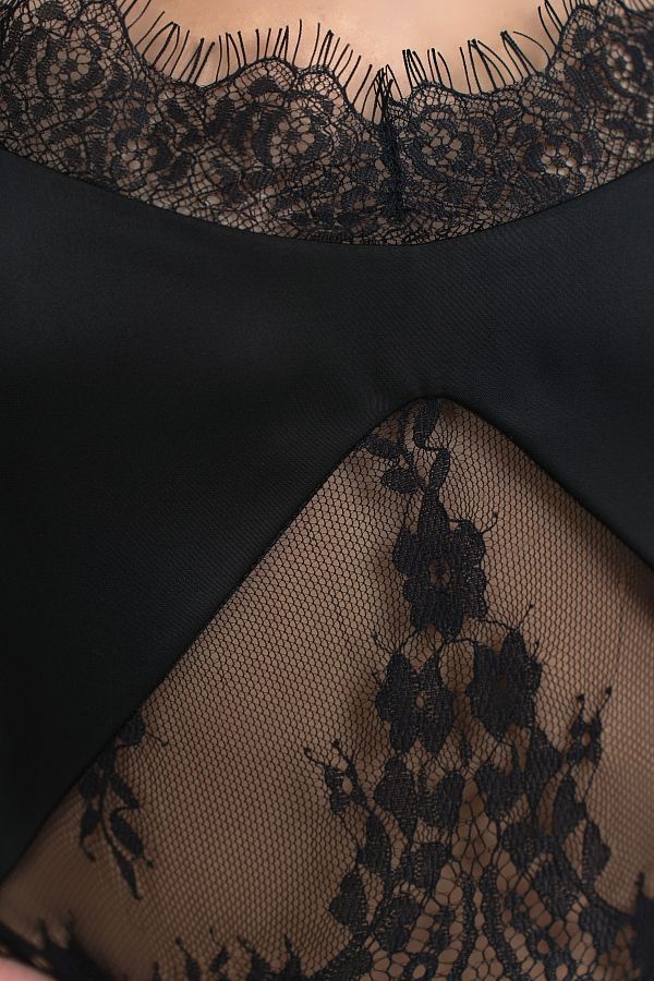 Сукня шовкова з мереживом чорна ПТ341 № 3