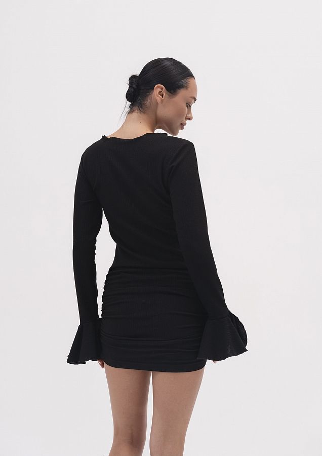 Сукня міні приталена жатка чорна SZHP/02 № 4