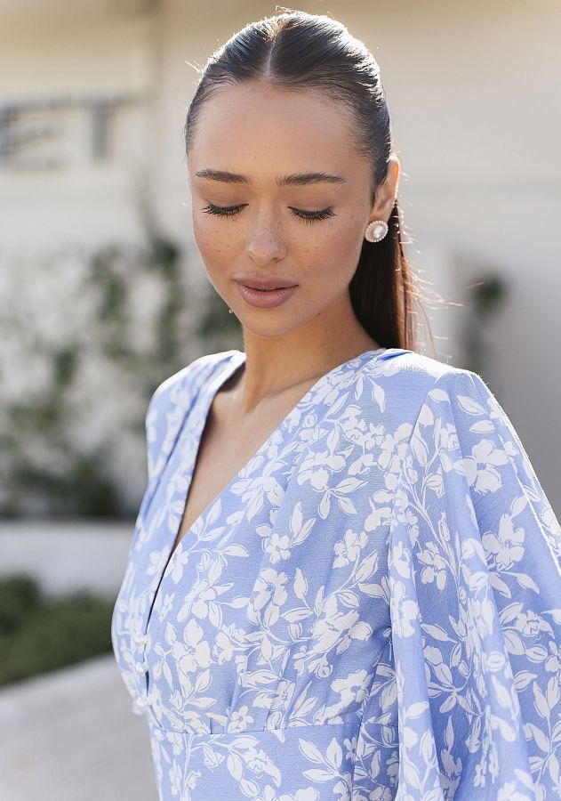 Сукня міді з трьома гудзиками блакитна ЧТ10/2 № 1