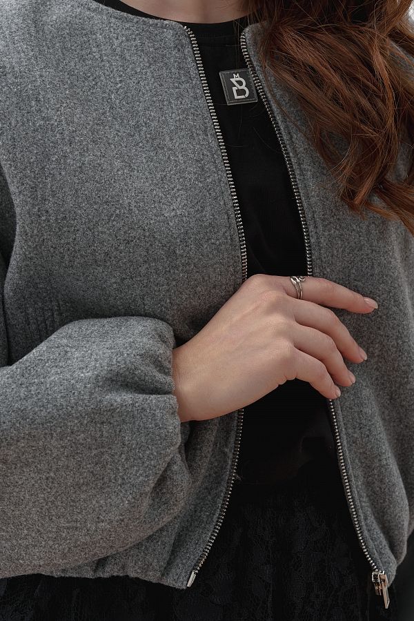 Бомбер на замку сірий НФ-00000722/2 #RU# Бомбер серый на замке НФ-00000722/2 № 3