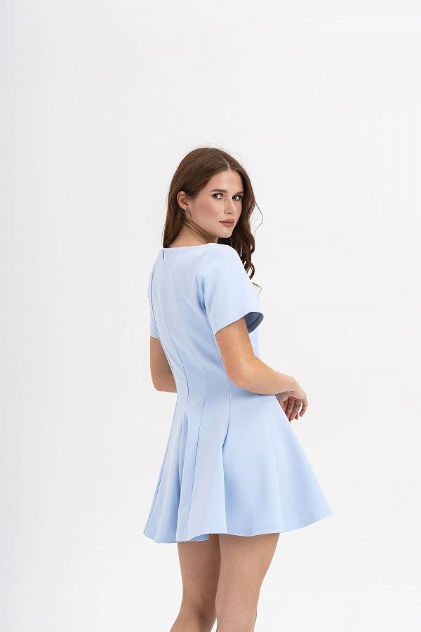 Сукня міні з коротким рукавом блакитна С918/2 № 4