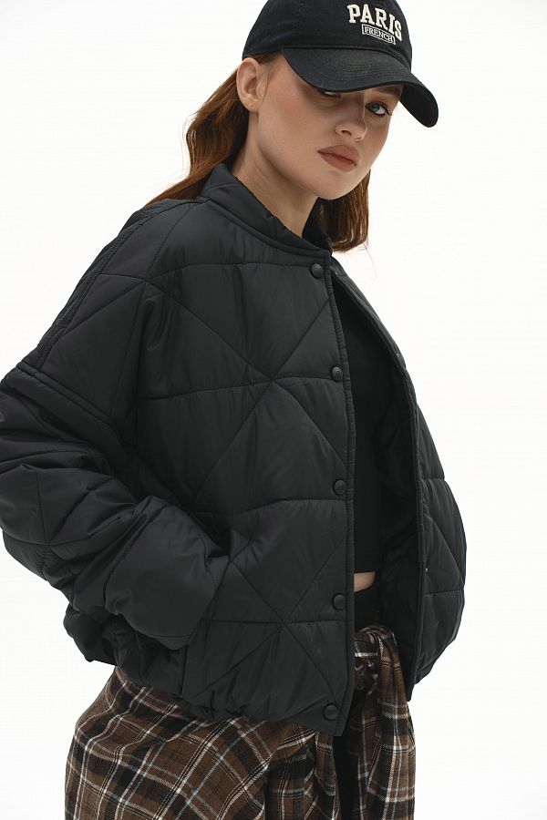 Бомбер на кнопках чорний К0623/3 #RU# Бомбер на черных кнопках К0623/3 № 2