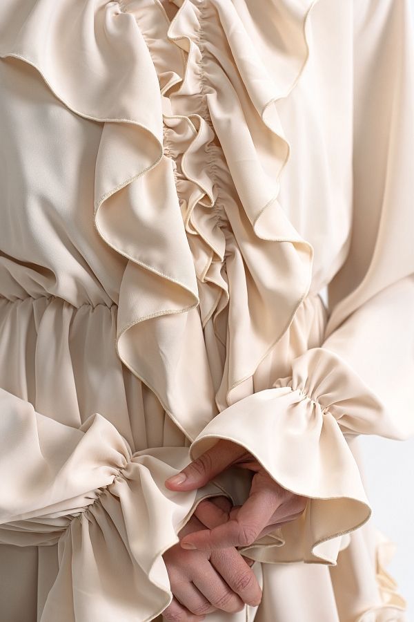 Сукня міні з воланами світло-бежева МБПЛ 12.08 № 3