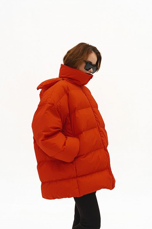 Пуховик зимовий подовжений червоний - №2