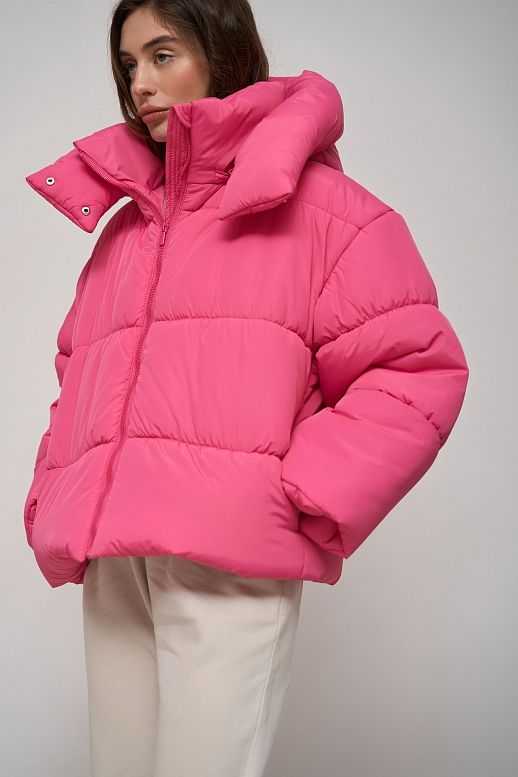 Куртка вкорочена на замку рожева - №2