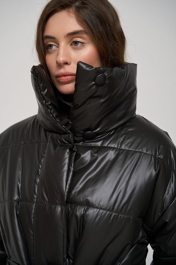 Куртка подовжена з високим коміром на кнопках лаке К0822/2 #RU# Куртка удлиненная с высоким воротником на кнопках лаке К0822/2 № 3