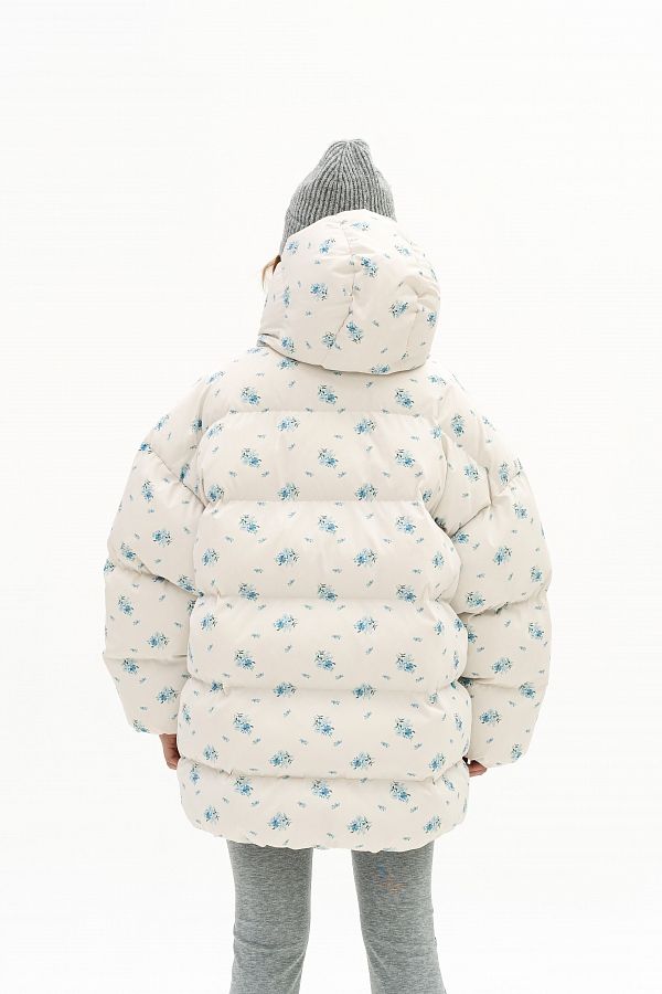 Пуховик зимовий подовжений сметанковий в квіти  KZR25POD/3 #RU# Пуховик зимний удлиненный сливочный в цветы KZR25POD/3 № 5