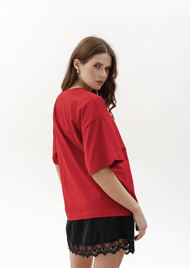 Футболка зі стразами MBocharova червона FB202411/3 #RU# Футболка со стразами MBocharova красная FB202411/3 № 4