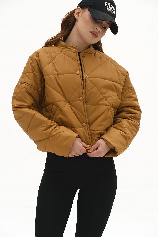 Бомбер на кнопках гірчичний К0623/2 #RU# Бомбер на кнопках горчичный К0623/2 № 1