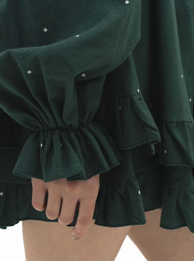 Сукня з подвійною спідницею зелена в горошок D0923/14 № 4