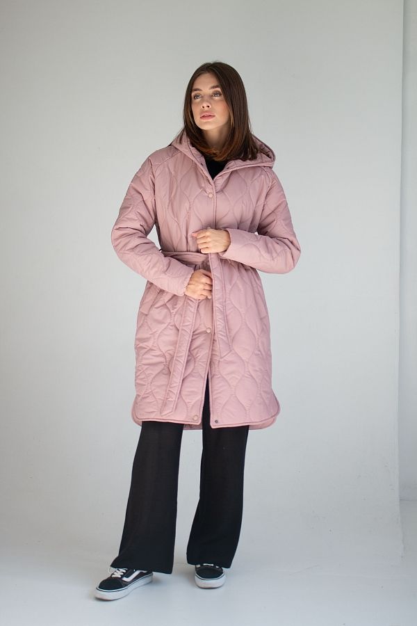 Куртка стьобана з капюшоном пудрова МБПТ002/1 #RU# Куртка стеганная с капюшоном пудровая МБПТ002/1 № 3