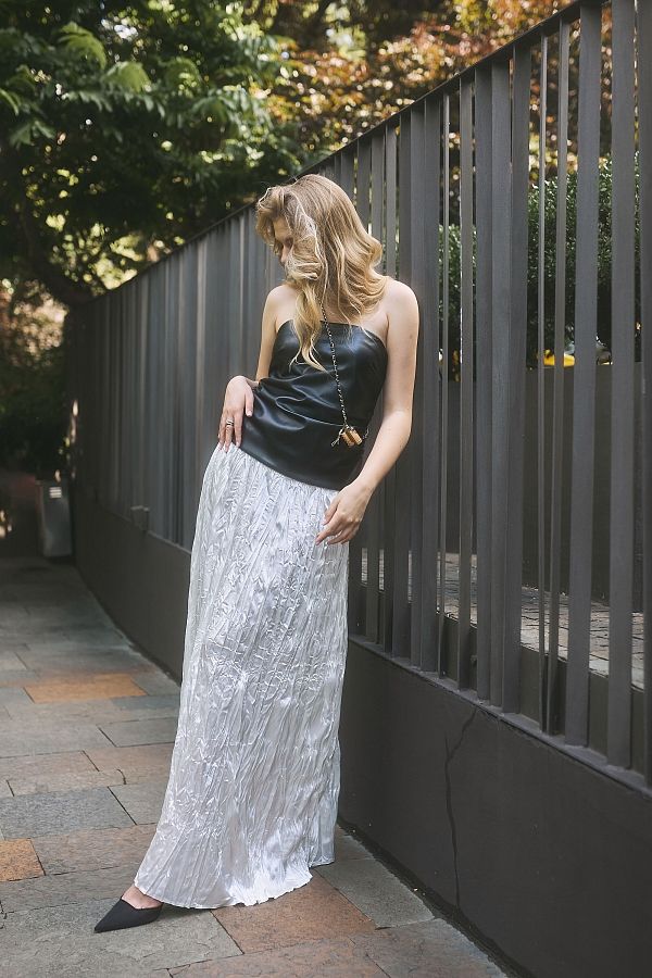 Спідниця максі жата молочна DF231057/1 #RU# Юбка макси жатая молочная DF231057/1 № 1