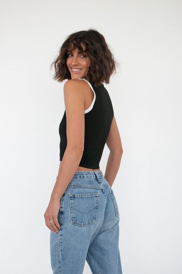 Майка трикотажна чорна з білим коміром TR03/1 #RU# Майка трикотажная черная с белым воротником TR03/1 № 4