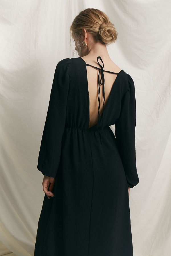 Сукня максі з відкритою спиною чорна МБПЛ003/1 № 5