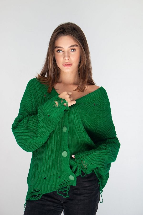 Кардиган на ґудзиках зелений CR-27013/5 #RU# Кардиган на пуговицах зеленый CR-27013/5 № 1