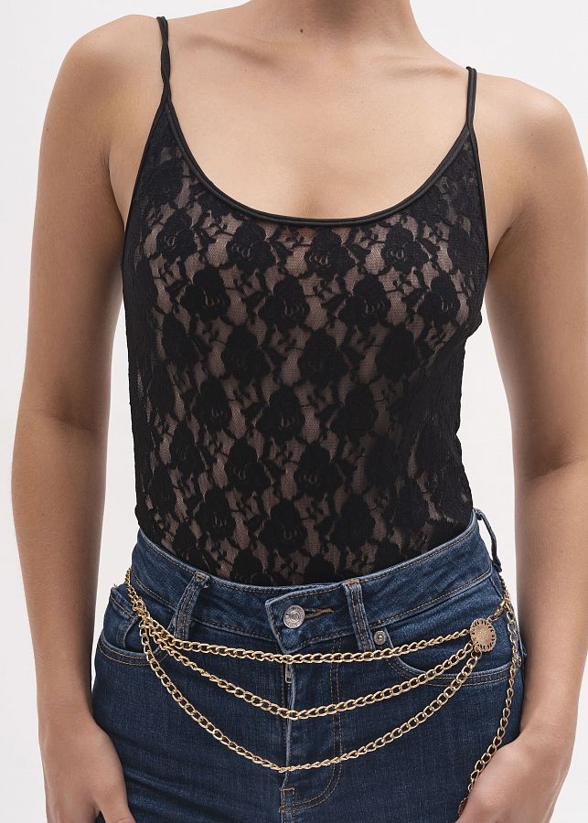 Майка мереживна на бретелях чорна ММ/01 #RU# Майка кружевная на бретелях черная ММ/01 № 3